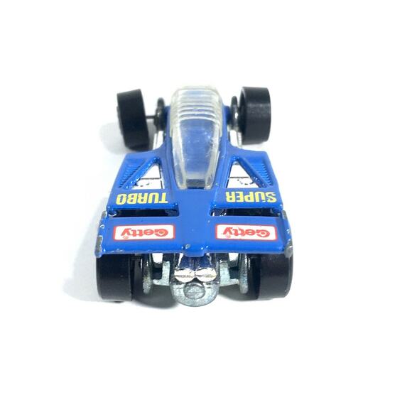 Hot Wheels 1987 Getty Super Turbo Blue Racing Race Car Mattel Vintage Blue - Picture 4 of 5
